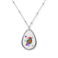 Colorful Parrot Oval Necklace — Vibrant Tropical Bird Pendant