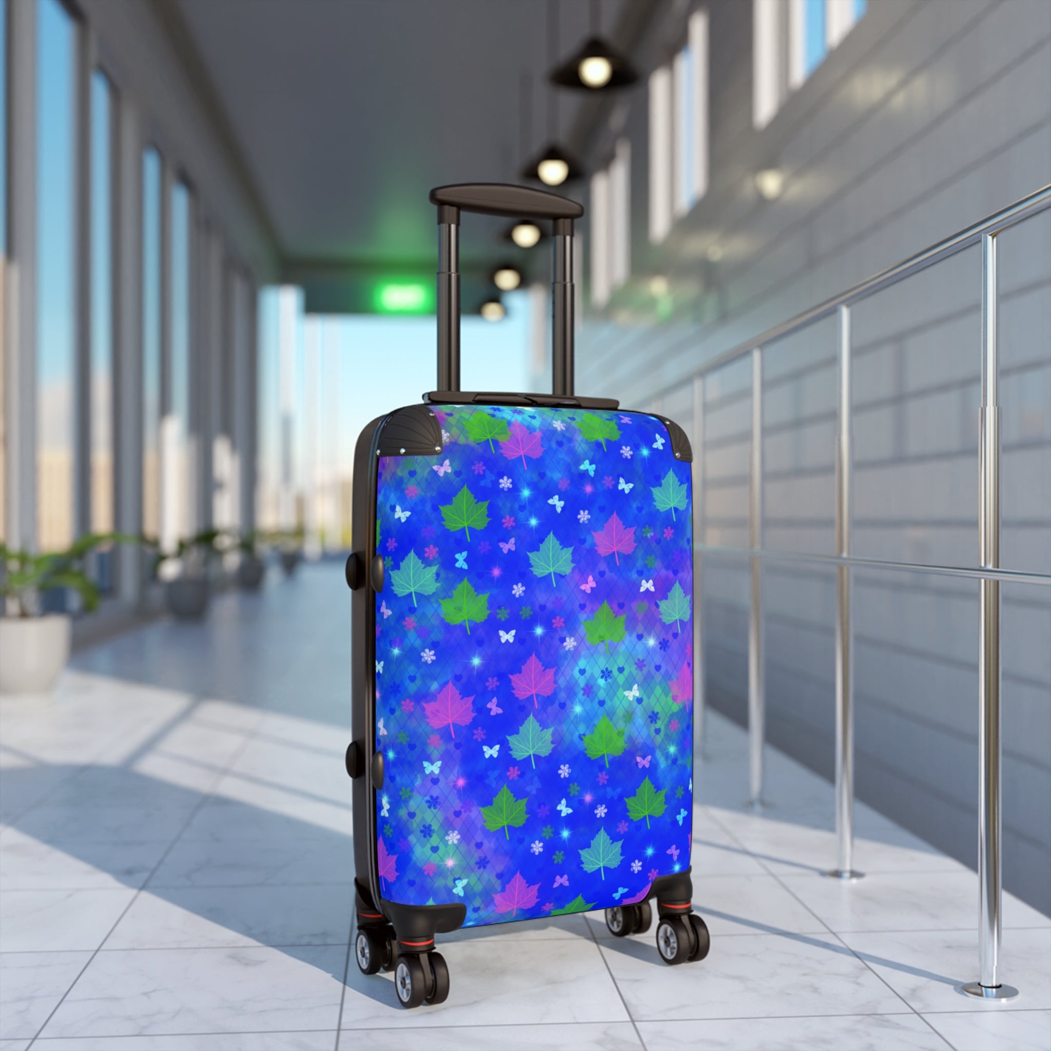 Starry Maple Suitcase Cover — Colorful Blue Travel Luggage Skin
