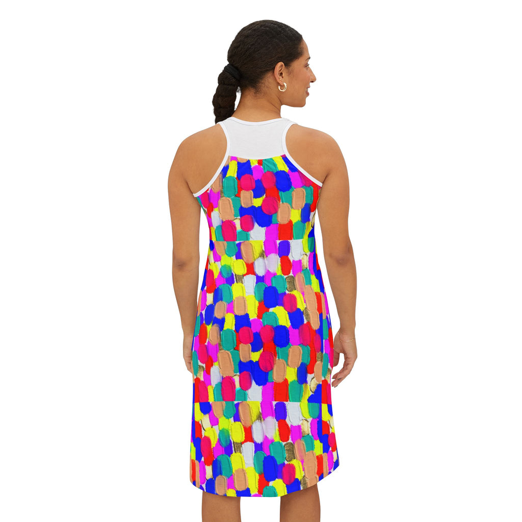 Colorful Confetti Racerback Dress — Vibrant Abstract All-Over Print
