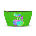 Bright Lime Apple Accessory Pouch — Colorful Floral Apple Cosmetic Bag