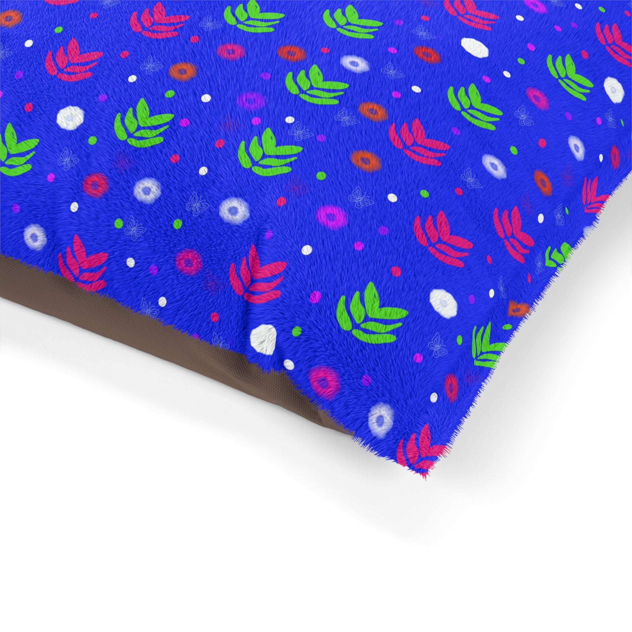 Bright Blue Floral Pet Bed — Cozy Dog & Cat Cushion