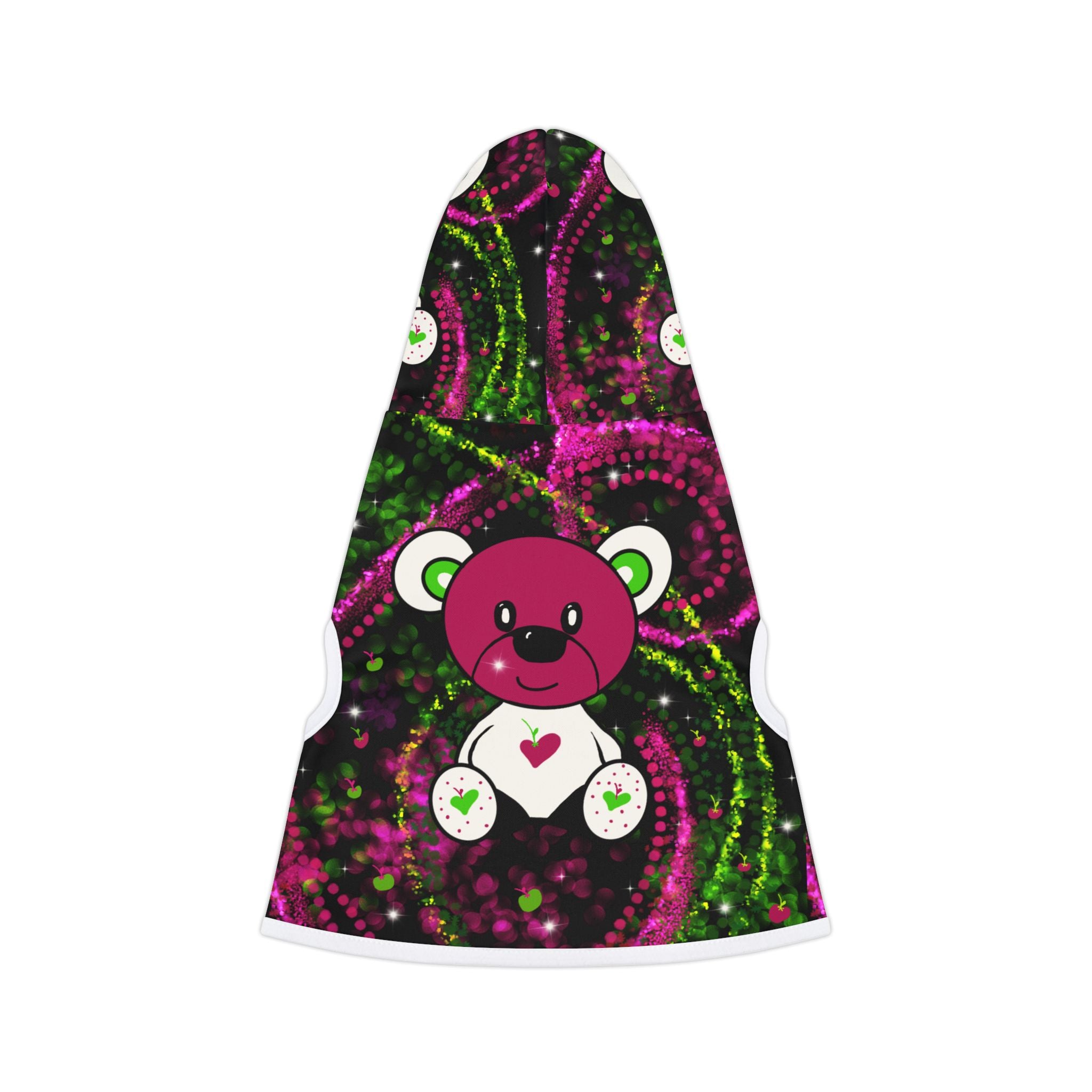 Pet Hoodie — Neon Pink Teddy Bear Patterned Dog & Cat Hoodie