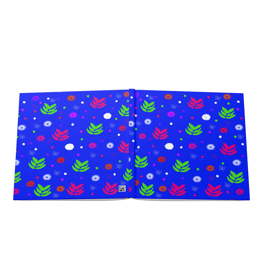 Floral Pattern Hardcover Photo Book — Bright Blue Botanical Keepsake