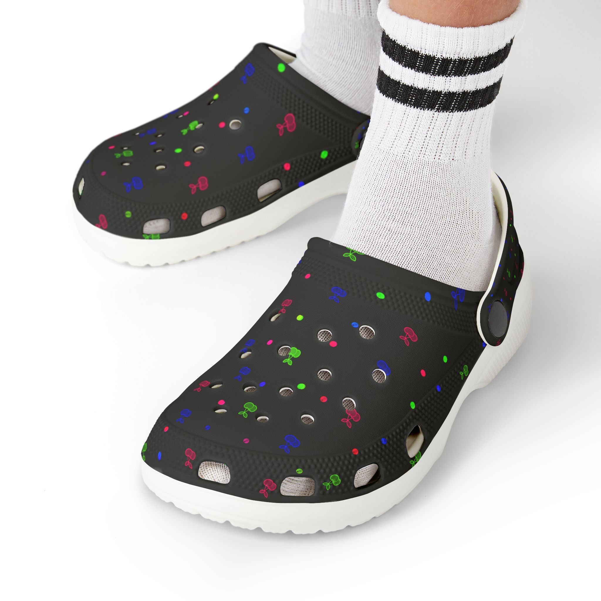Kids' Black Confetti EVA Foam Clogs — Lightweight Slip-On Sandals for Boys & Girls