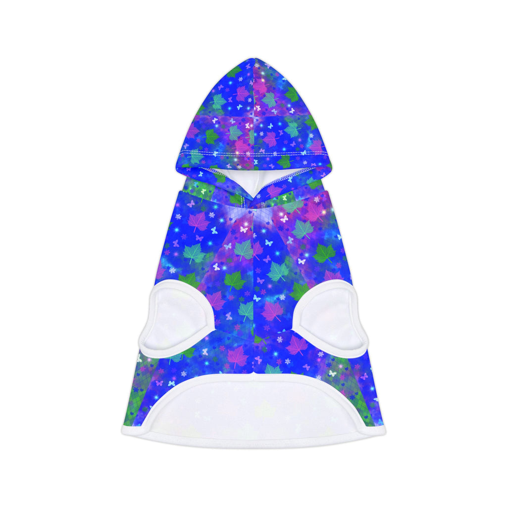 Starry Pawprint Pet Hoodie — Blue Galaxy Pattern Dog & Cat Sweatshirt