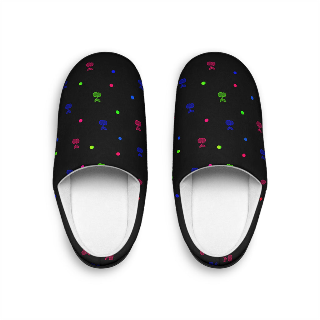 Cozy Women's Indoor Slippers — Colorful Mini Mushroom Dot Pattern