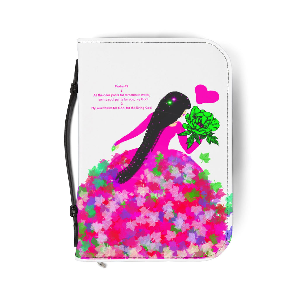 Bible Cover — Floral Princess Bible Cover with Psalm Verse (Pink & Green)