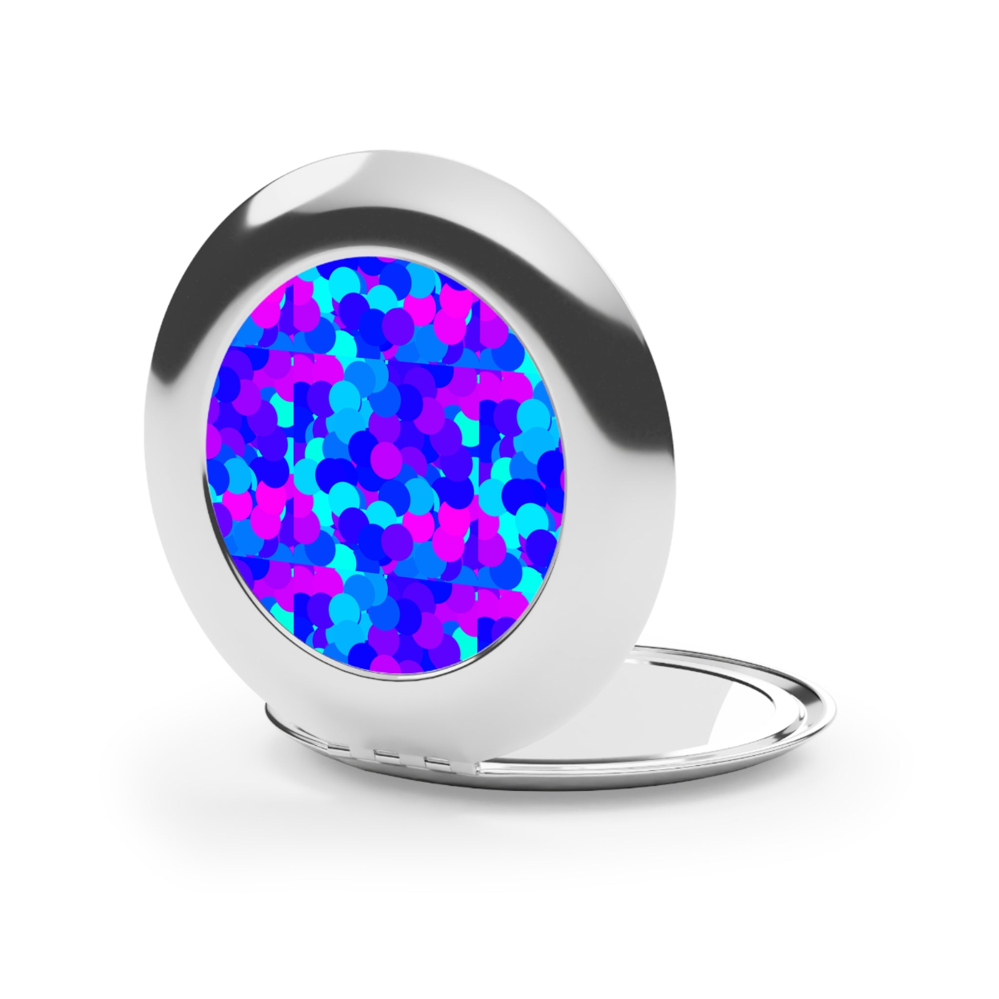 Compact Travel Mirror — Blue Purple Confetti Pattern Pocket Mirror