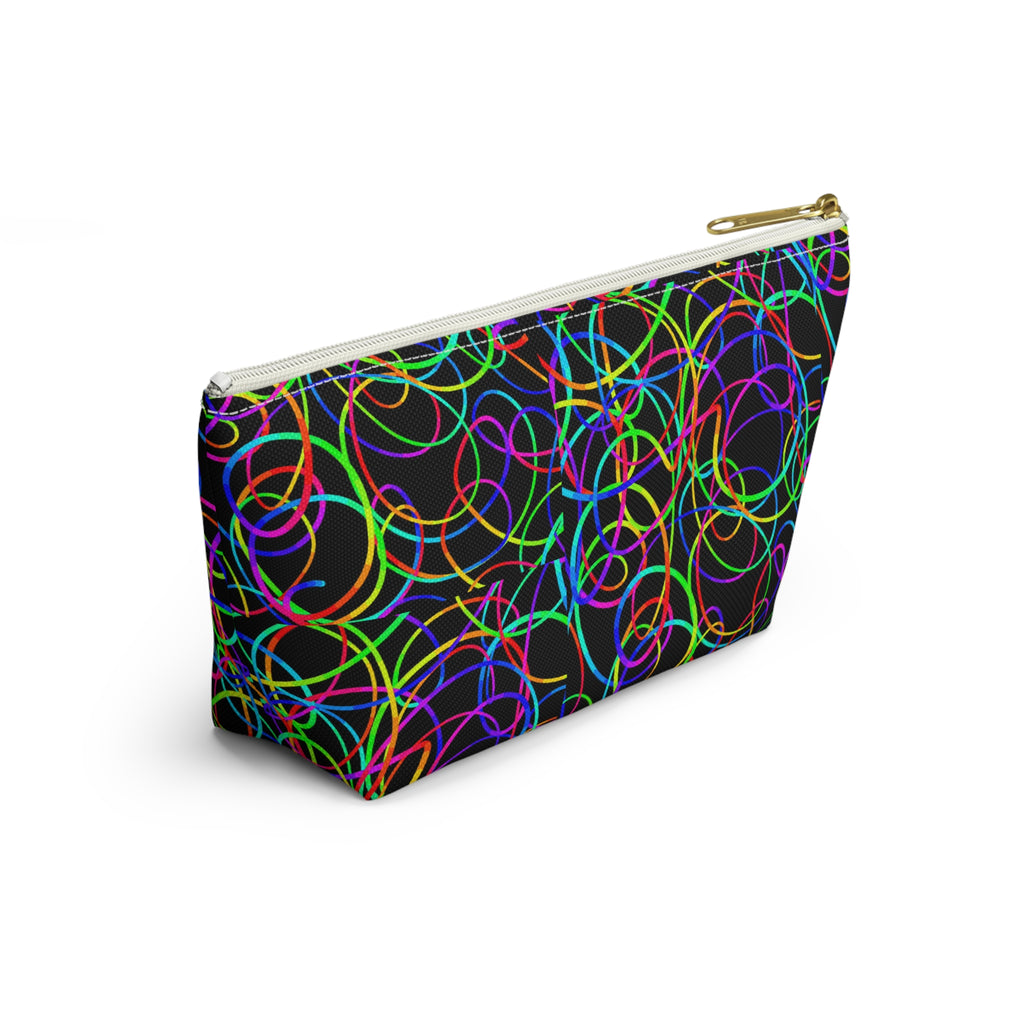 Fairy Neon Accessory Pouch — Colorful Circle Pattern T-Bottom Makeup Bag