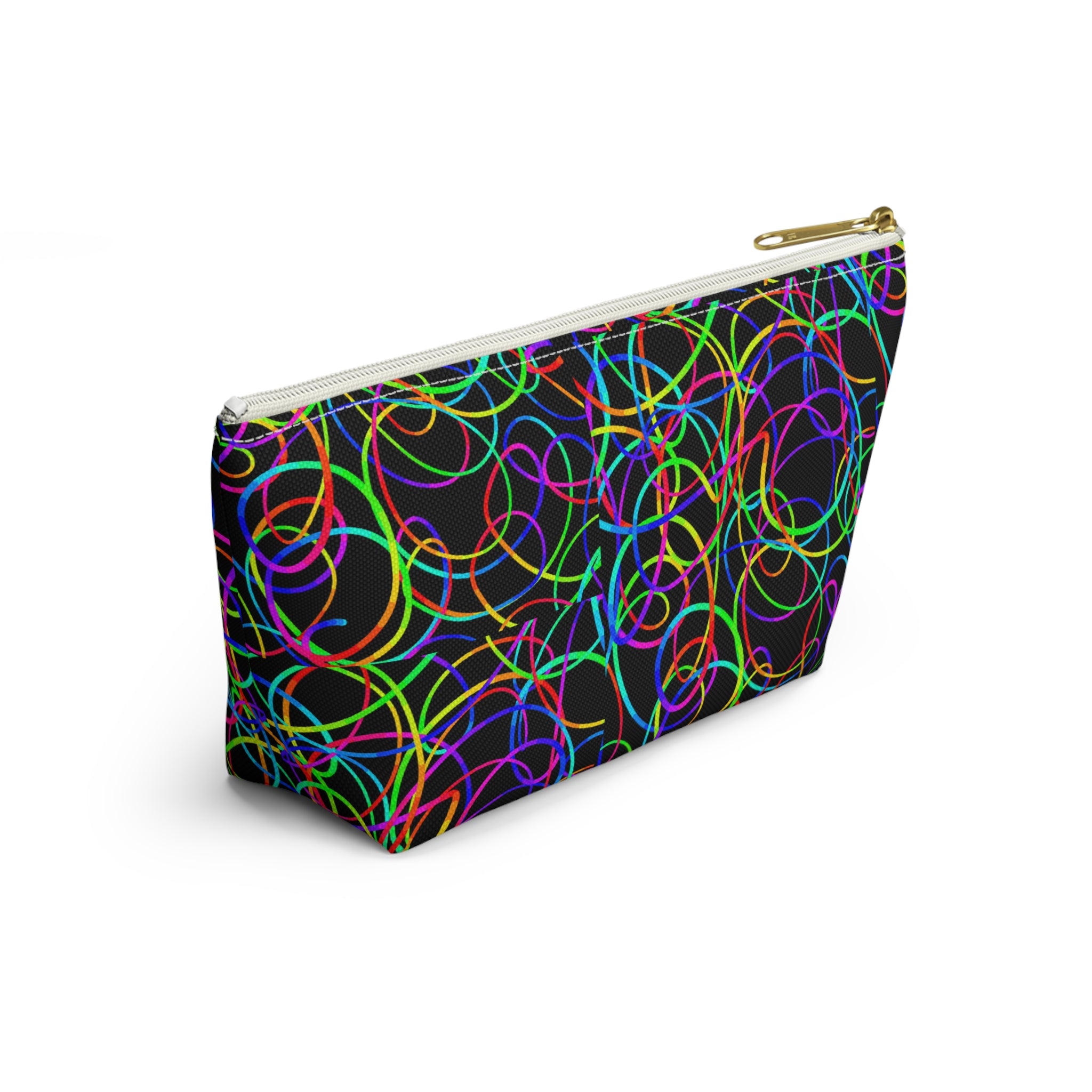 Fairy Neon Accessory Pouch — Colorful Circle Pattern T-Bottom Makeup Bag