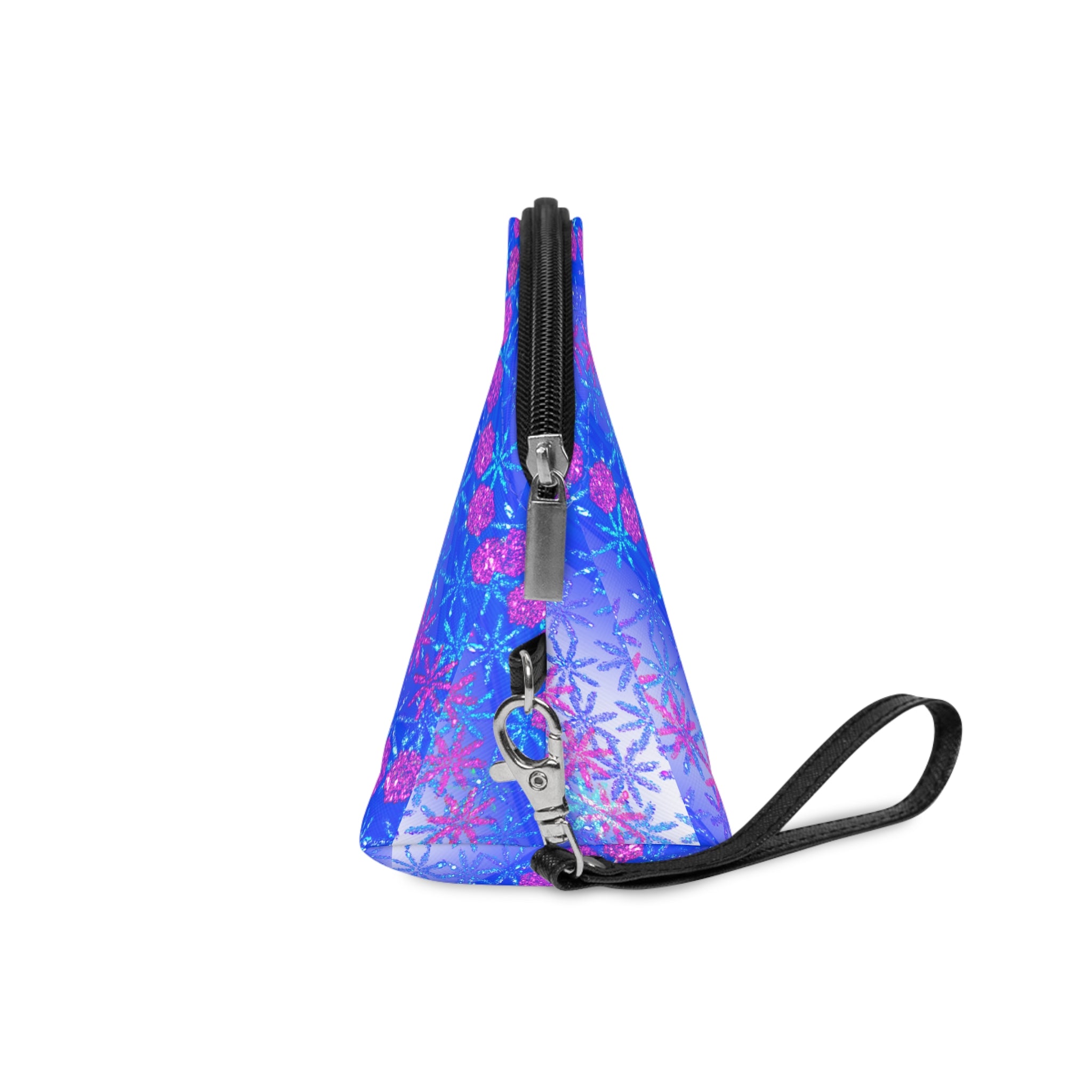 Makeup Bag — Blue & Pink Floral Wave Cosmetic Pouch