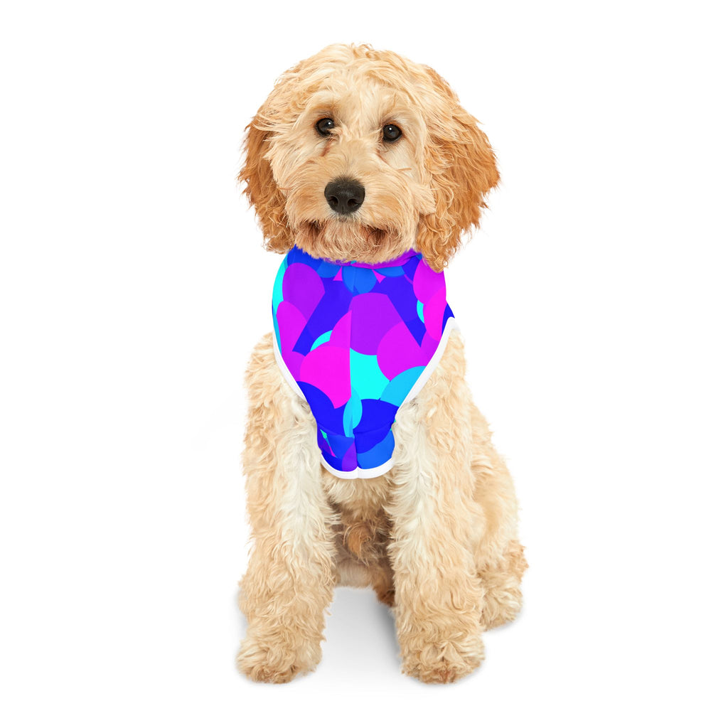 Pet Hoodie - Vibrant Blue & Purple Bubble Print Hooded Dog Sweatshirt