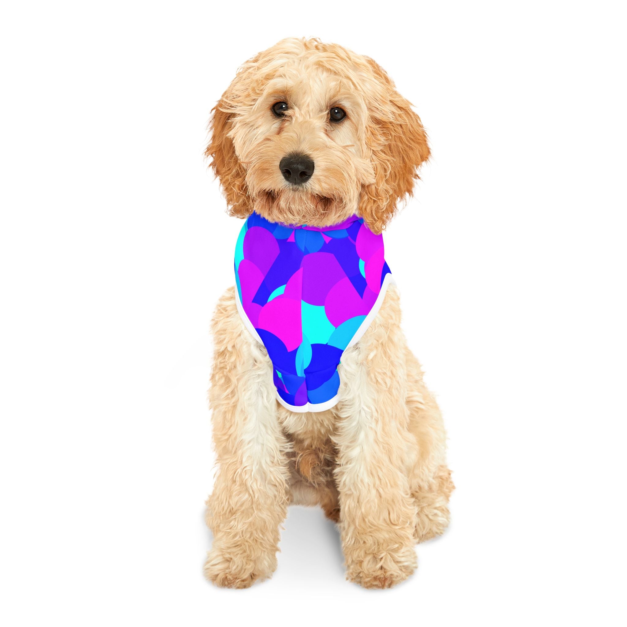 Pet Hoodie - Vibrant Blue & Purple Bubble Print Hooded Dog Sweatshirt