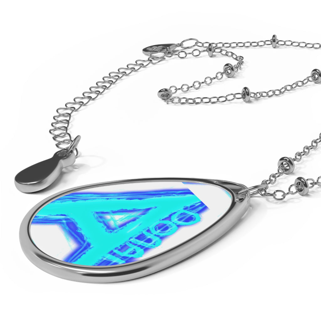 Personalized Oval Initial Necklace – Blue A Monogram Pendant