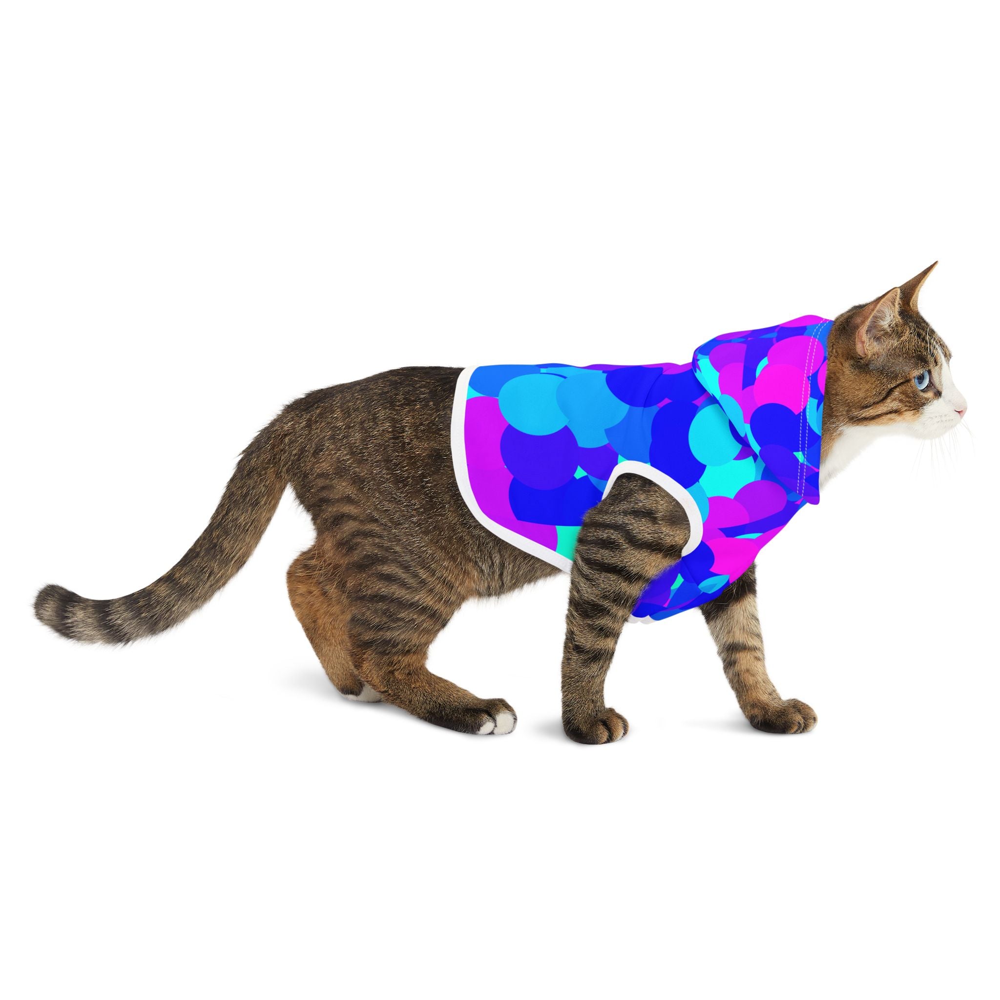 Pet Hoodie - Vibrant Blue & Purple Bubble Print Hooded Dog Sweatshirt