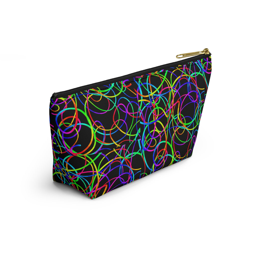Fairy Neon Accessory Pouch — Colorful Circle Pattern T-Bottom Makeup Bag