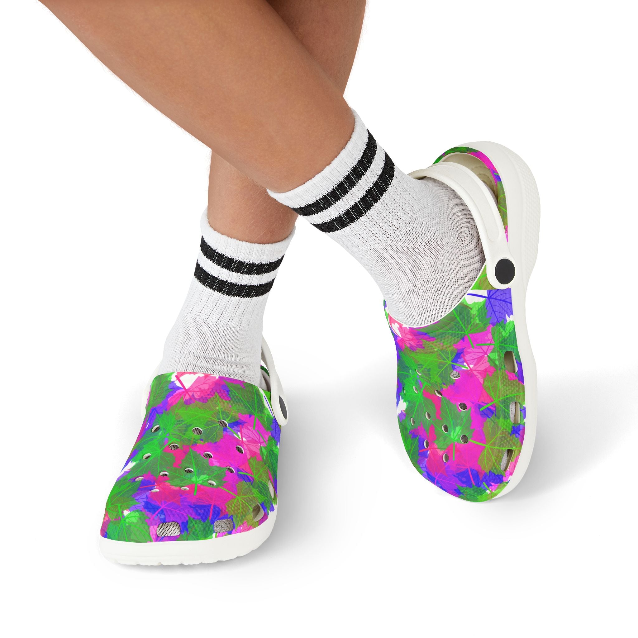 Kids Tie-Dye Splash Foam Clogs — Colorful Garden Pattern
