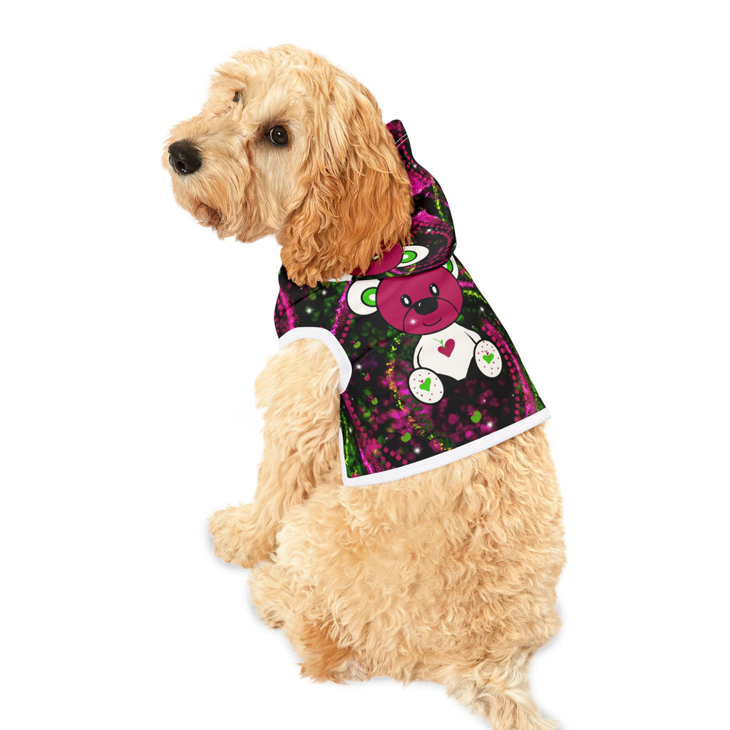 Pet Hoodie — Neon Pink Teddy Bear Patterned Dog & Cat Hoodie