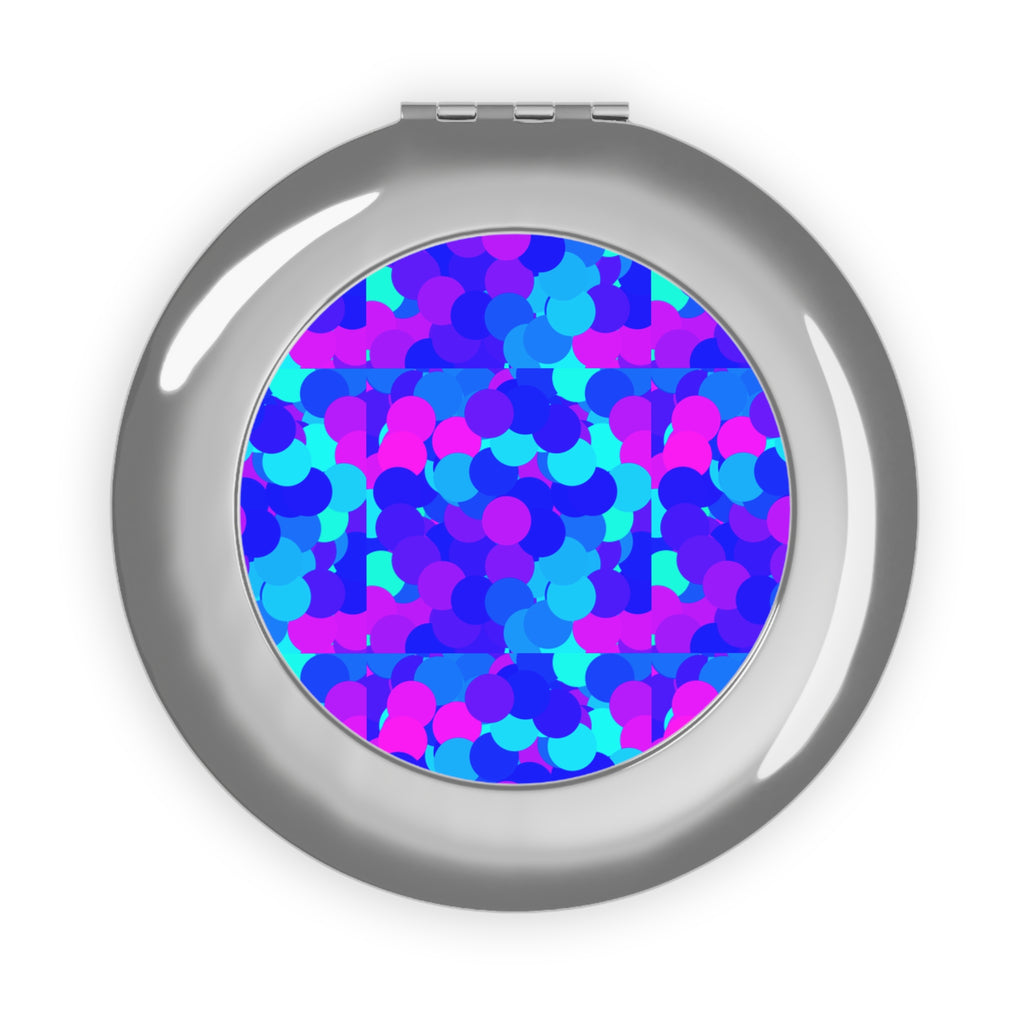Compact Travel Mirror — Blue Purple Confetti Pattern Pocket Mirror