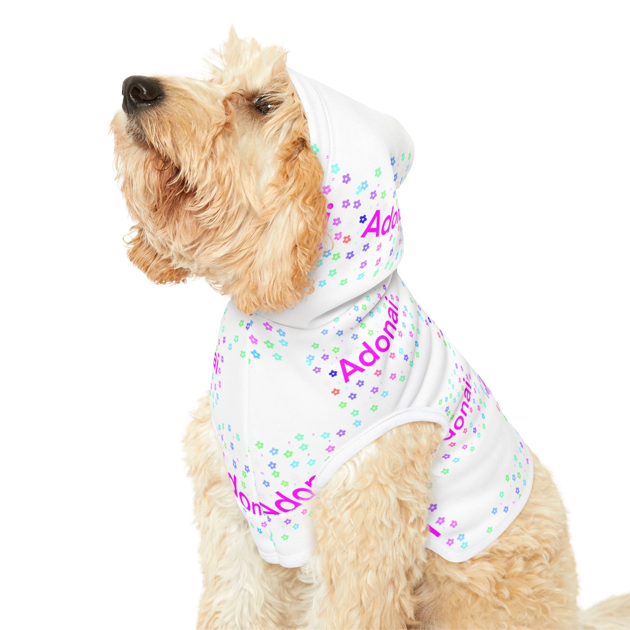 Pet Hoodie — Personalized "Adonai" Confetti Hooded Pet Shirt