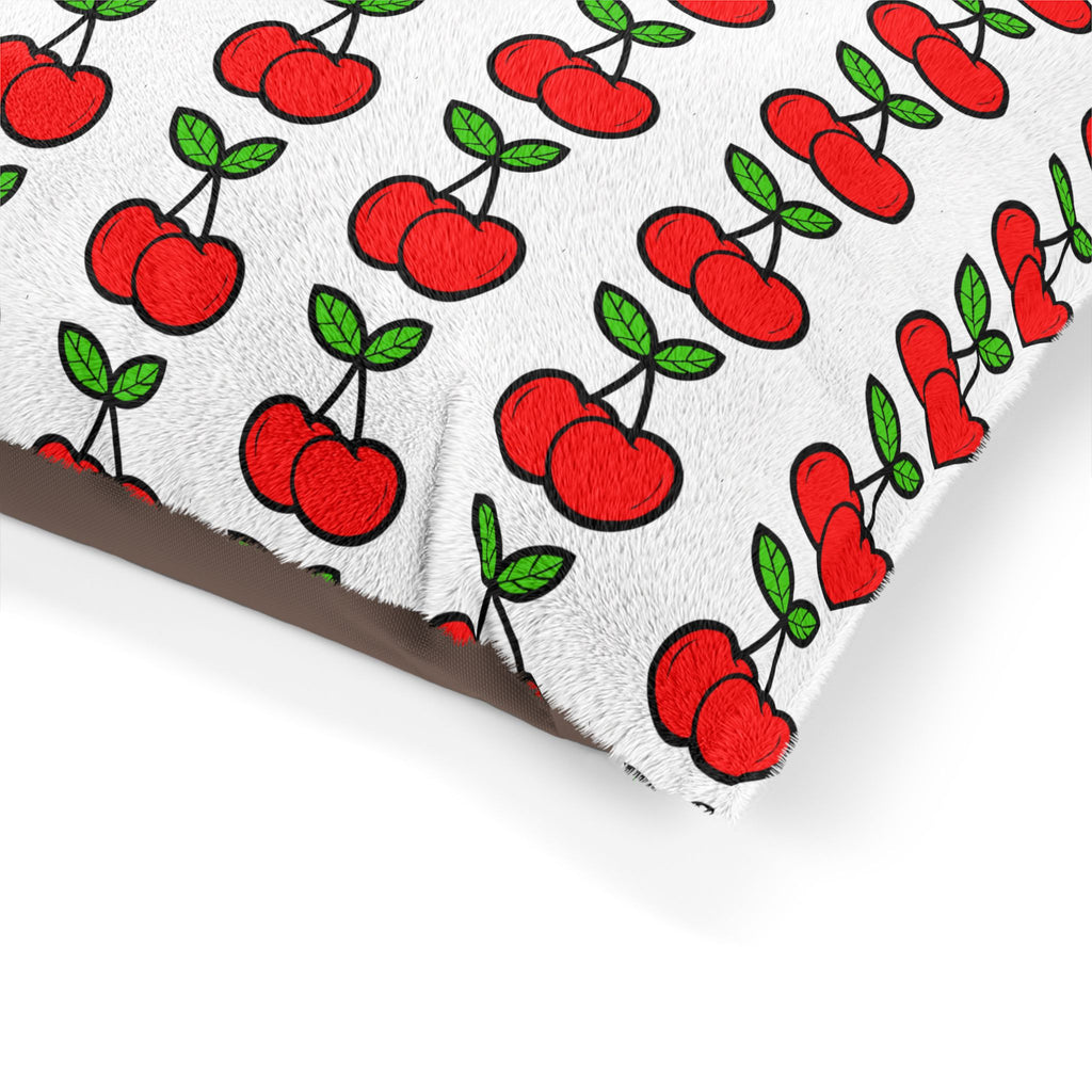Cherry Pattern Pet Bed — Cute Red Cherries Dog & Cat Bed