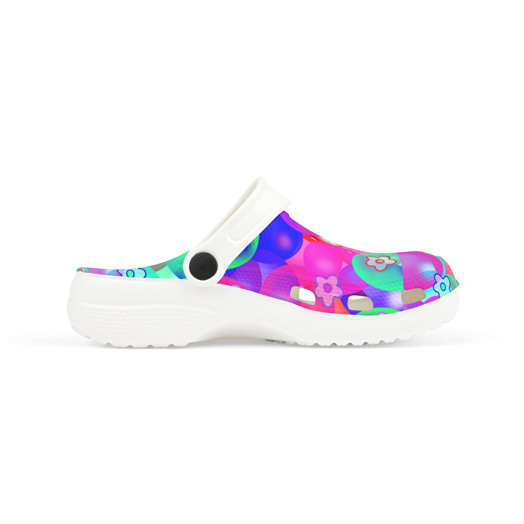 Kids Floral Bubble Clogs — Colorful Pink & Purple EVA Foam Slip-Ons