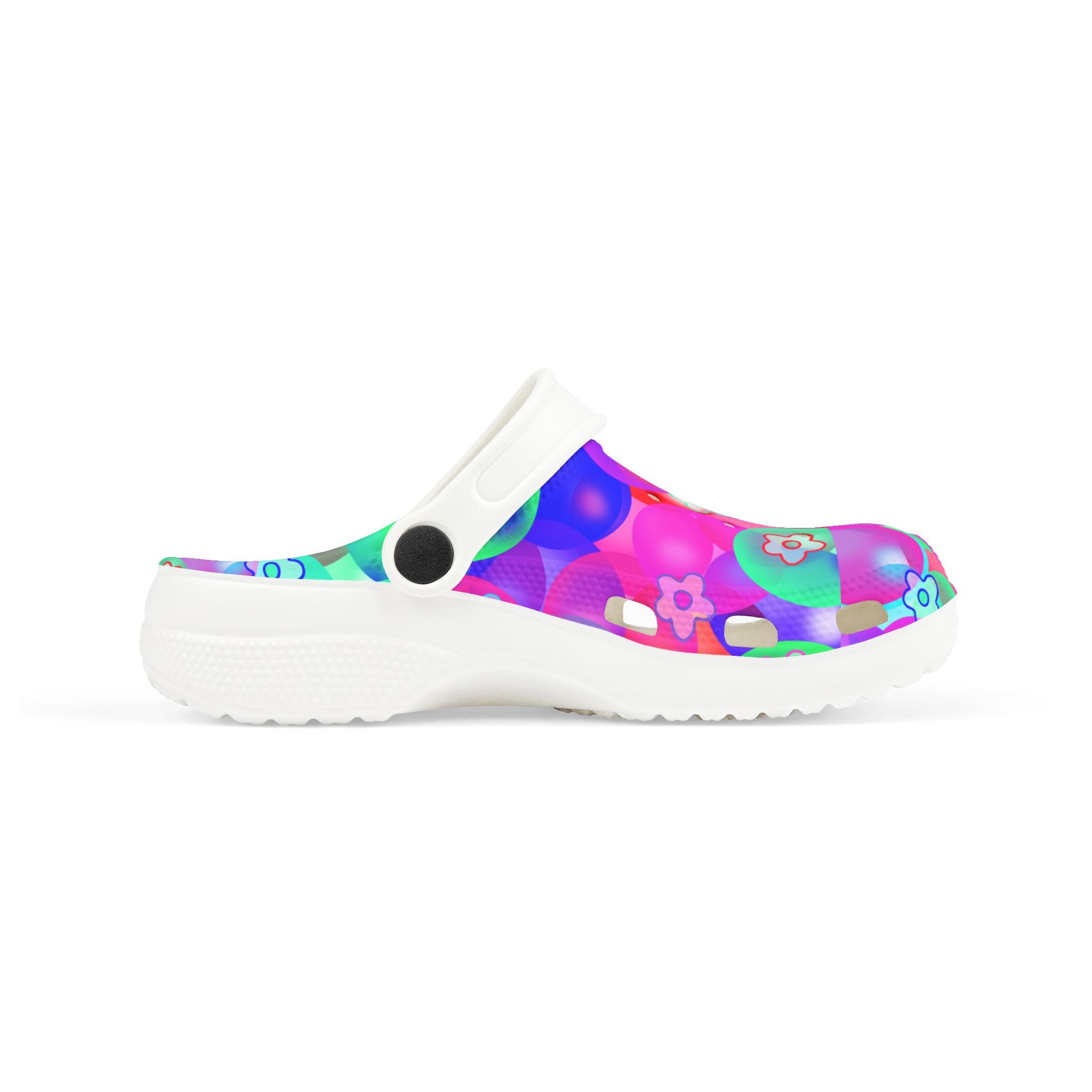 Kids Floral Bubble Clogs — Colorful Pink & Purple EVA Foam Slip-Ons