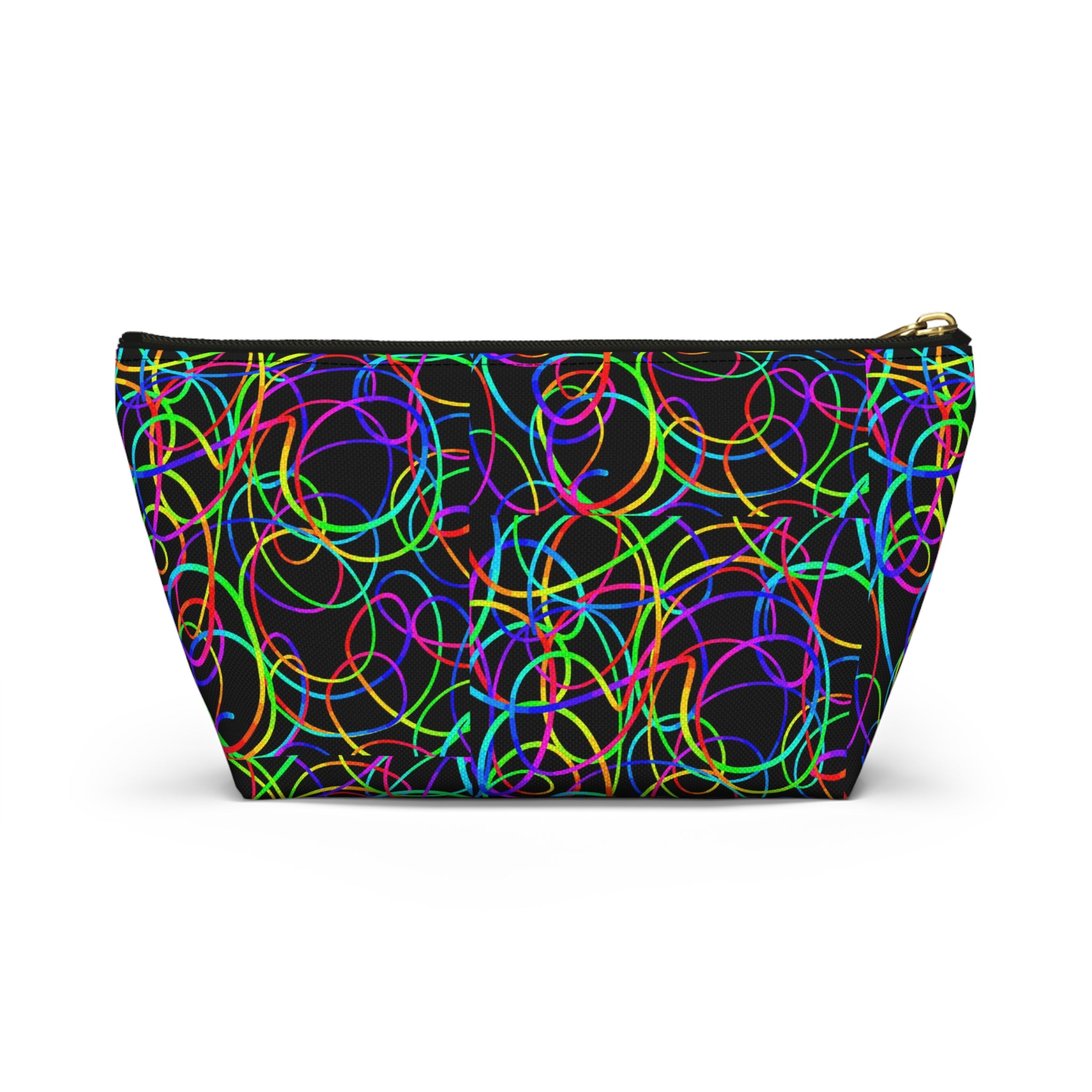Fairy Girl Neon Circles Accessory Pouch — Womens Cosmetic Bag with T‑Bottom