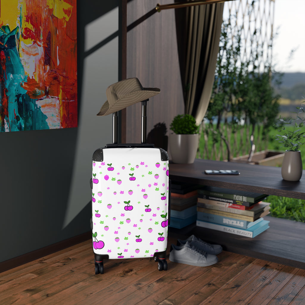 Cherry Pattern Suitcase – Cute Pink Cherry Luggage Cover for Travel