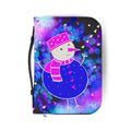 Bible Cover — Bright Pink & Blue Snowman Zippered Bible Case