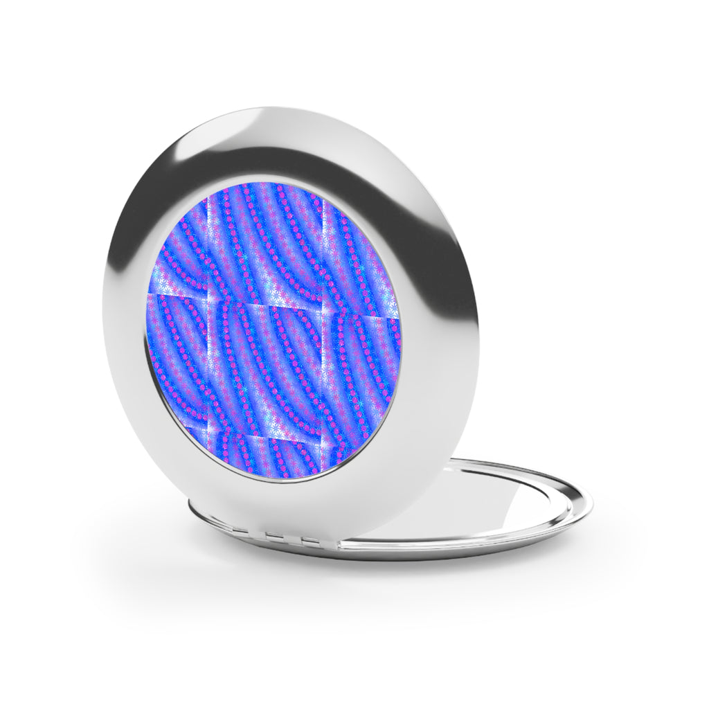 Compact Travel Mirror — Iridescent Blue-Purple Wave Pattern
