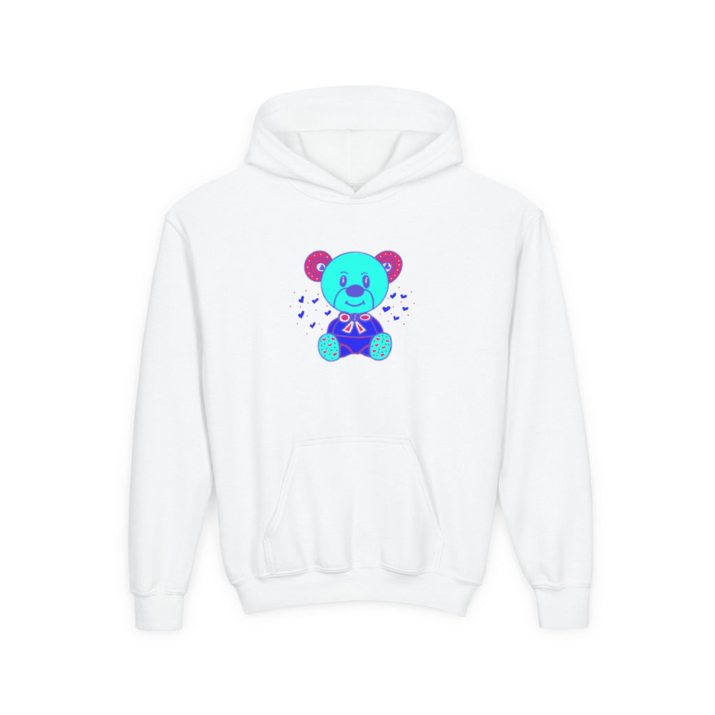 Kids Teddy Bear Hoodie – Cute Blue/Purple Bear Graphic Sweatshirt for Toddlers & Kids
