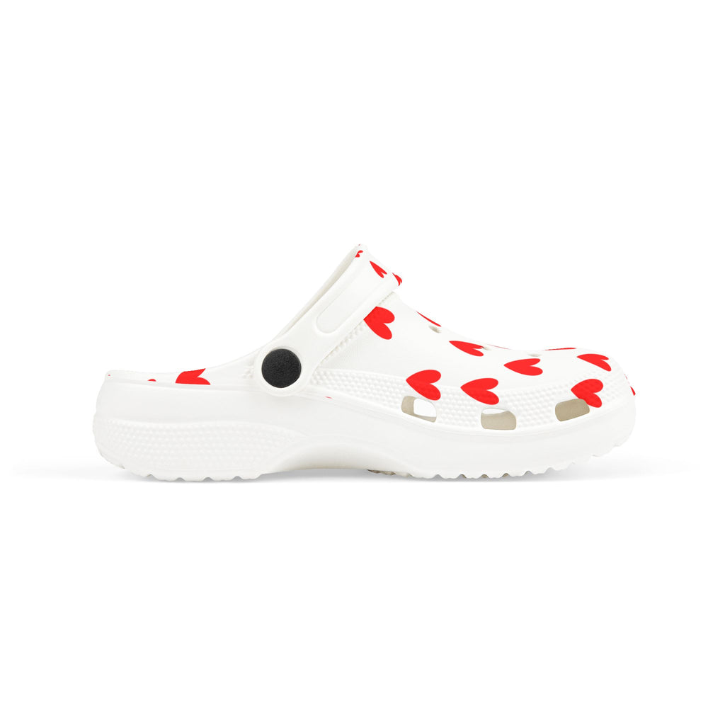 Kids Heart Print Foam Clogs – Cute Red Heart EVA Slip-On Shoes