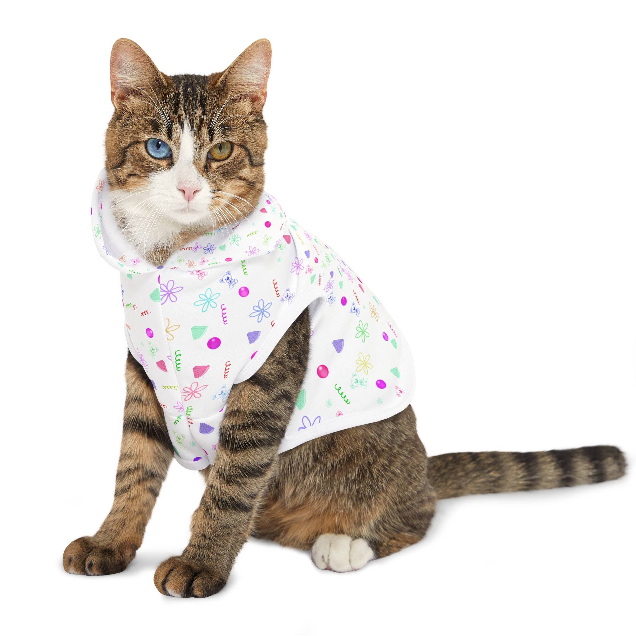 Pastel Confetti Pet Hoodie — Lightweight Printed Dog & Cat Hoodie