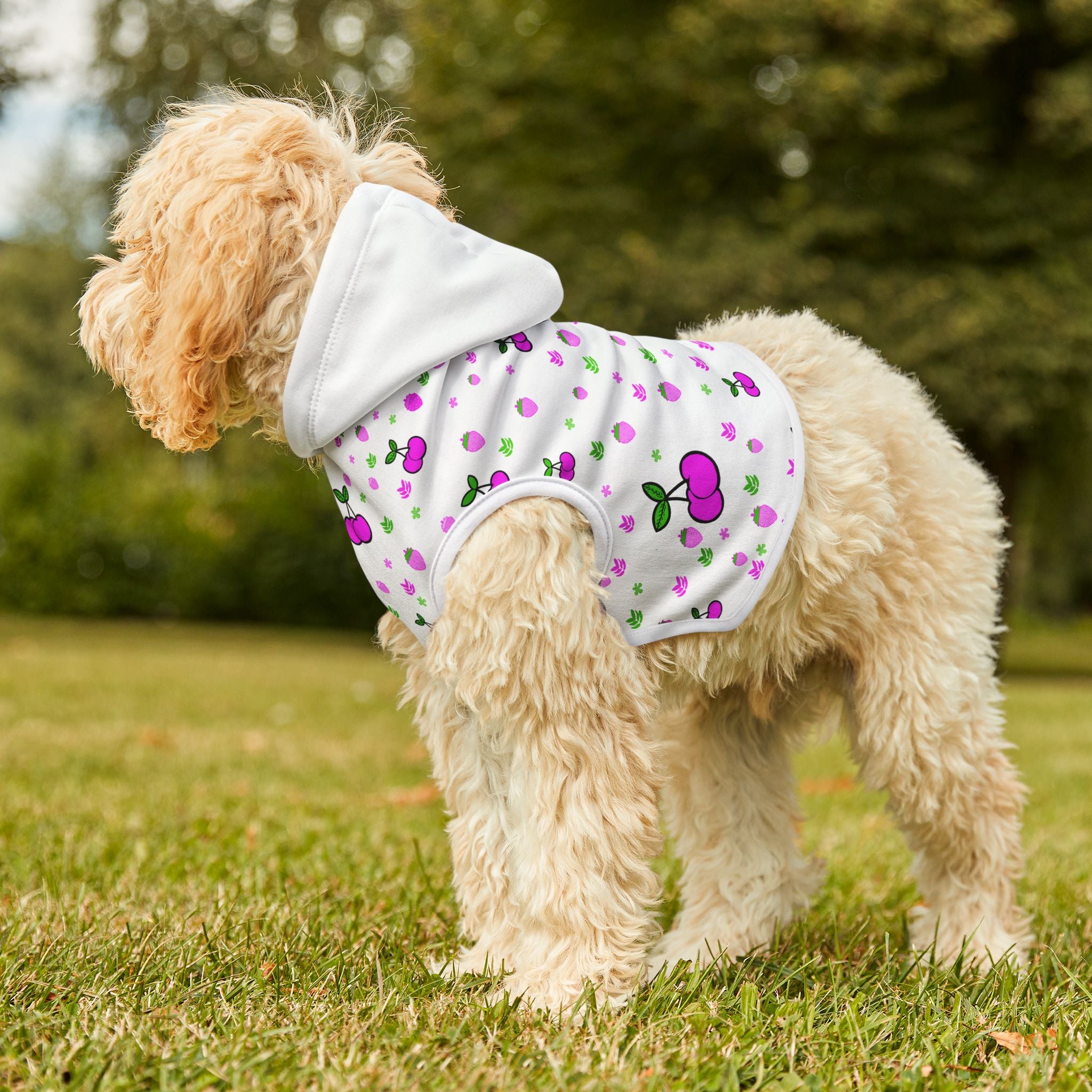 Cherry Pet Hoodie — Cute Pink Cherry Pattern Dog & Cat Hoodie