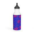 Floral Nebula Stainless Steel Water Bottle — Vibrant Blue & Pink Pattern