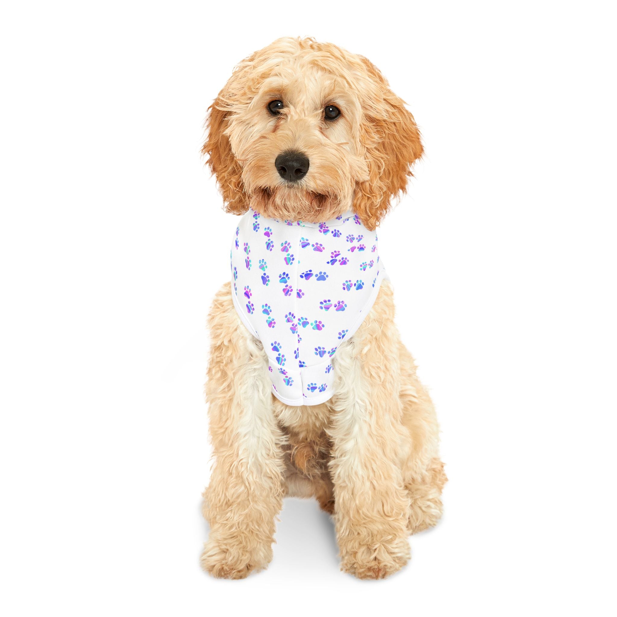 Pastel Paw Print Pet Hoodie — Cute Floral Paw Pattern Dog & Cat Hoodie
