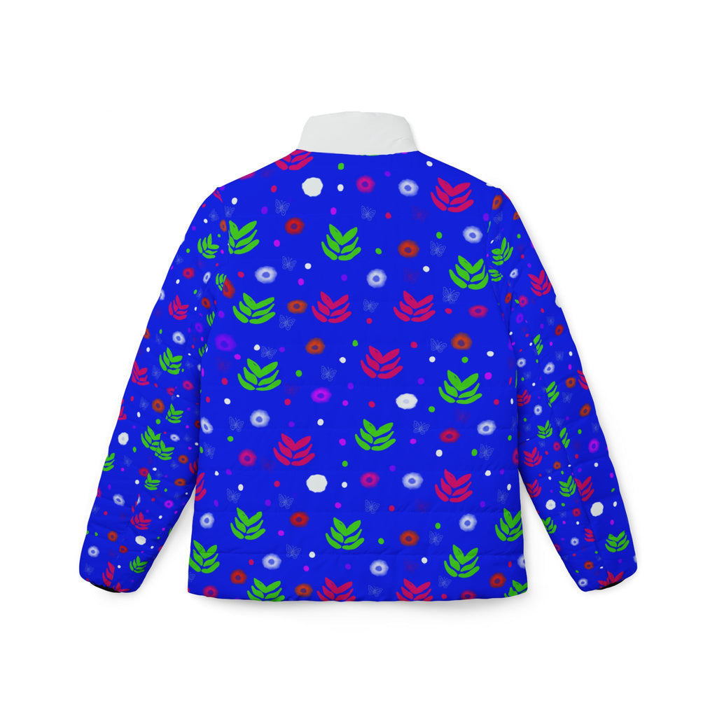 Puffer Jacket — Bright Floral Dot Print Women’s Winter Coat