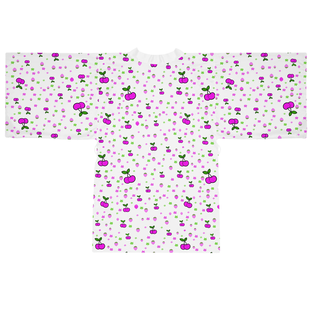 Cherry Blossom Kimono Robe — Pink & Green All-Over Print Loungewear
