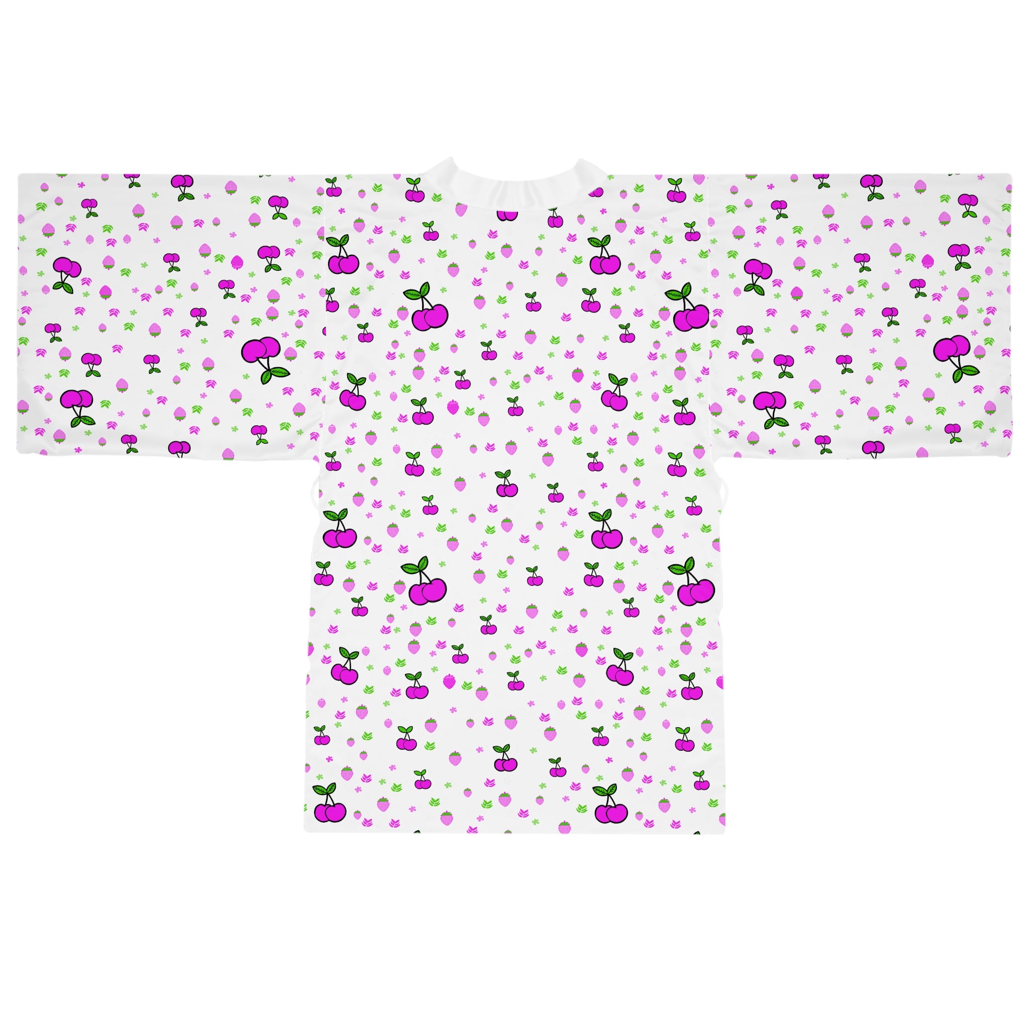 Cherry Blossom Kimono Robe — Pink & Green All-Over Print Loungewear
