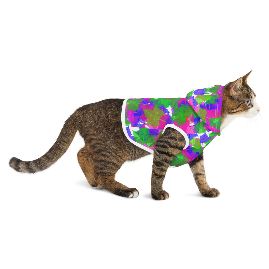 Colorful Floral Pet Hoodie — Bright Pink, Green & Purple Dog Hoodie