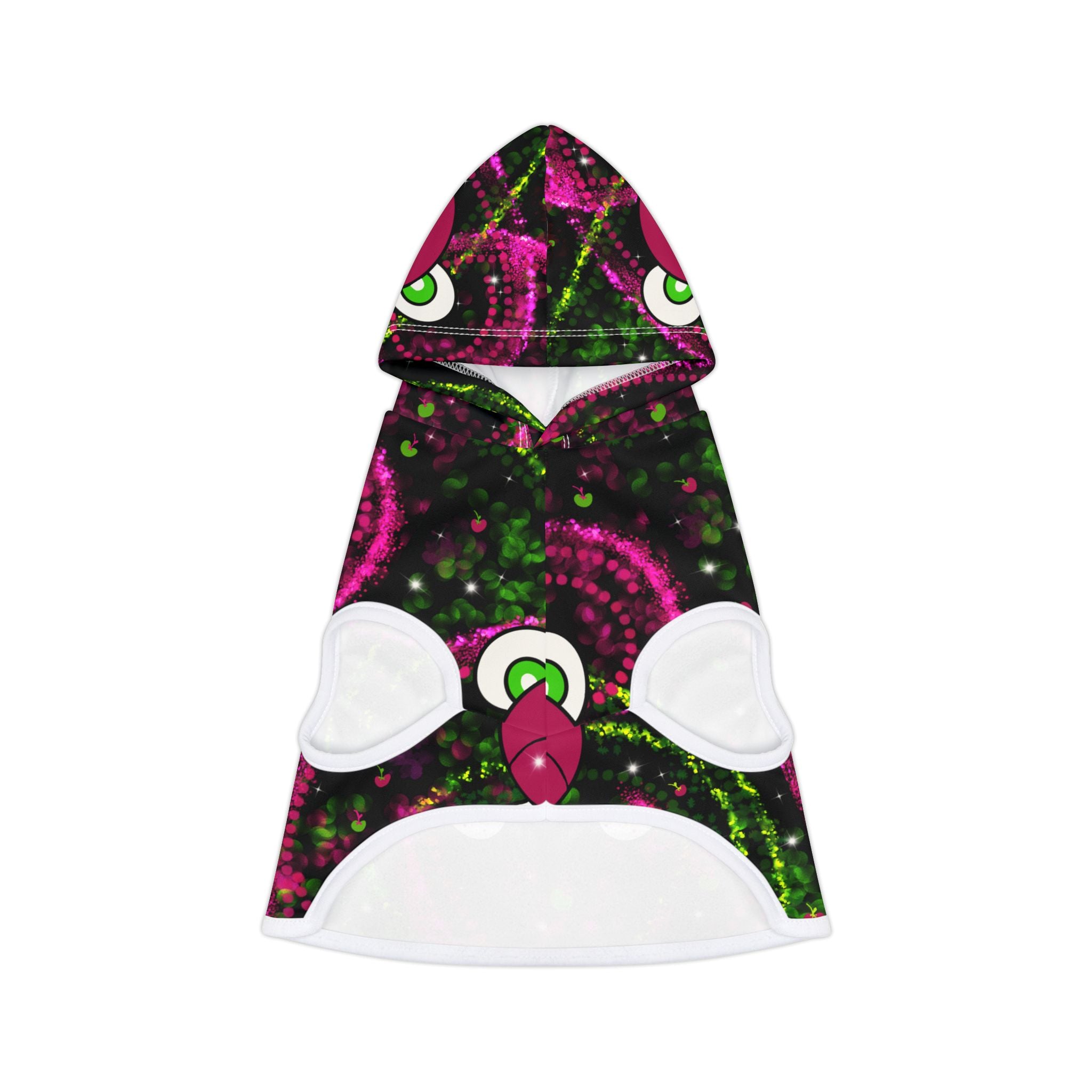 Pet Hoodie — Neon Pink Teddy Bear Patterned Dog & Cat Hoodie