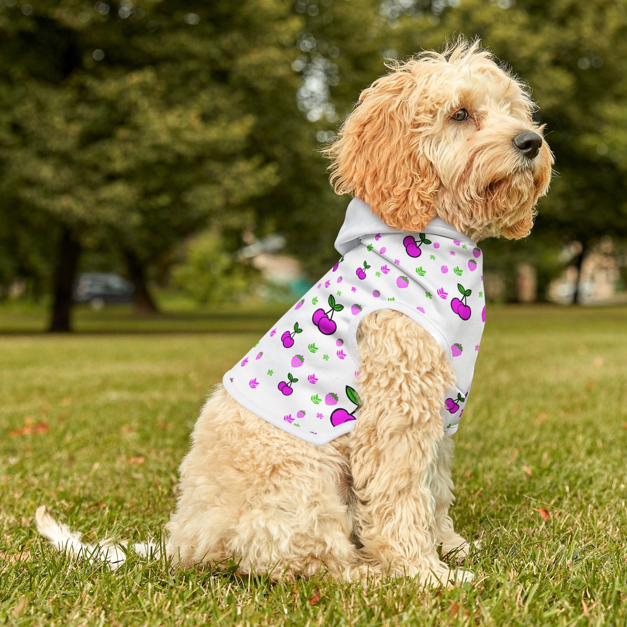 Cherry Pet Hoodie — Cute Pink Cherry Pattern Dog & Cat Hoodie