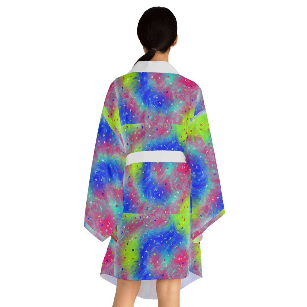 Colorful Galaxy Kimono Robe — Tie-Dye Nebula Long Sleeve