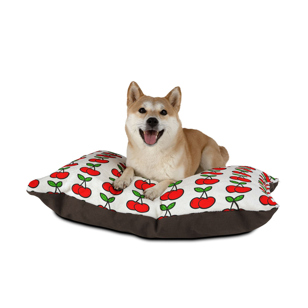 Cherry Pattern Pet Bed — Cute Red Cherries Dog & Cat Bed