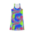 Tie-Dye Galaxy Racerback Dress — Vibrant Neon Spiral AOP