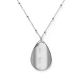 Teardrop Pendant Necklace - Oval Turquoise Stone Silver Chain