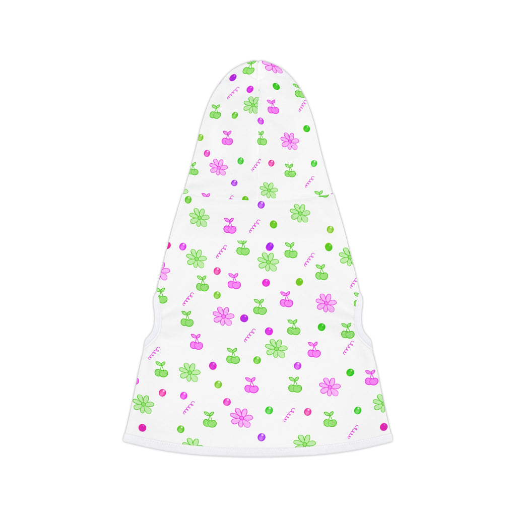 Floral Clover Pet Hoodie — Pink & Green Lucky Shamrock Pattern for Dogs & Cats