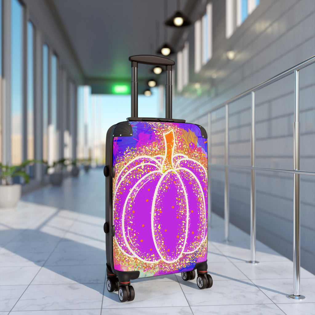 Halloween Purple Pumpkin Carry-On Suitcase – Glitter Fall Travel Luggage