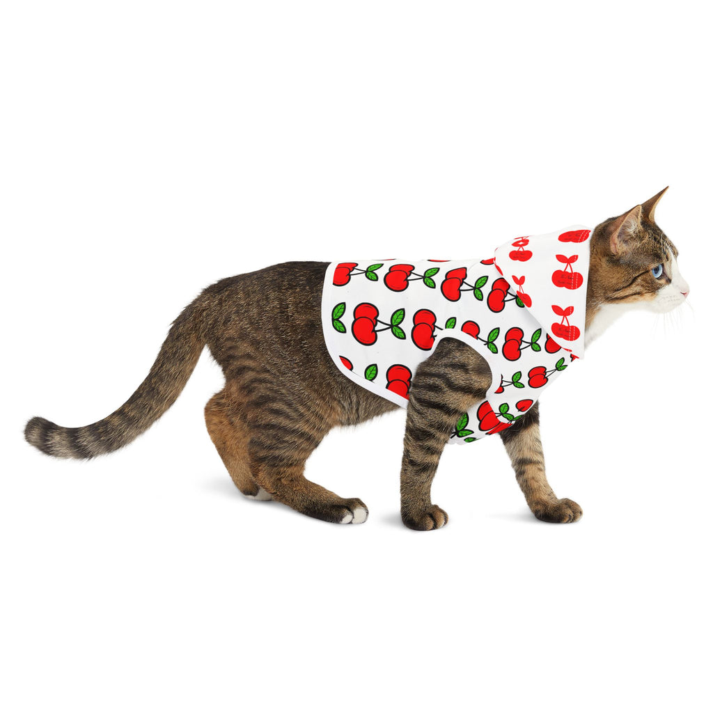 Cherry Pattern Pet Hoodie — Cute Red Cherry Dog & Cat Hoodie